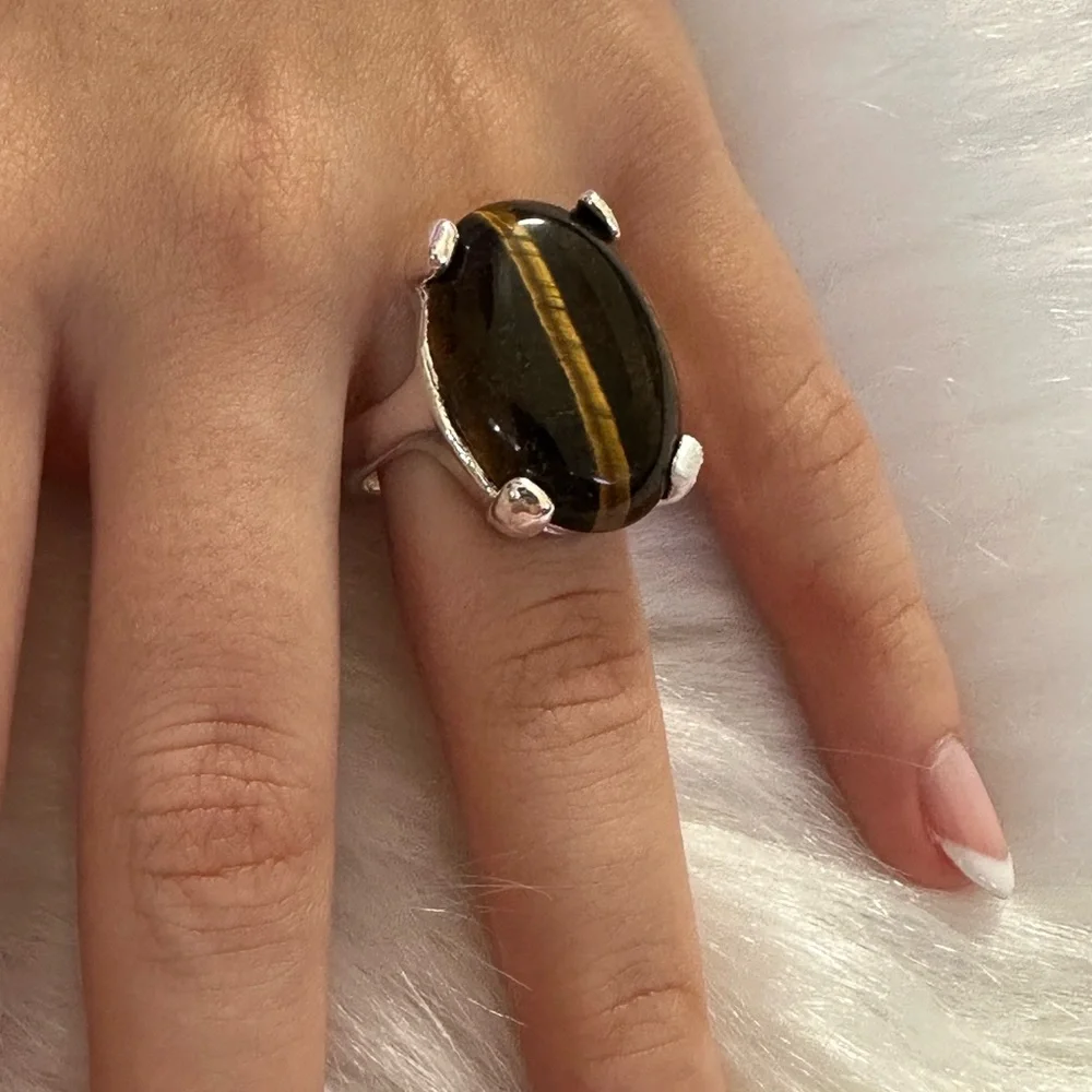 925 sterling silver tiger eye Stone ring